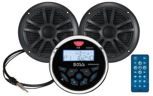 Boss mckgb350b.6 marine gauge mount radio w/ 2 180w 6.5" marine speakers
