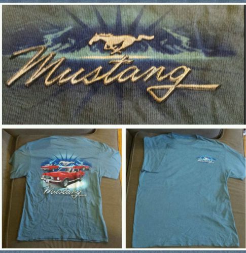 Awesome ford mustang blue t-shirt medium classic american car