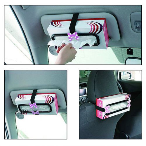 Soft tissue paper box holder for car sun visor shade seat headrest / minnie