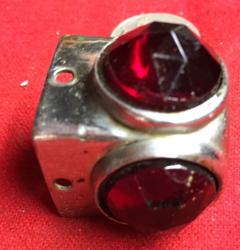 Vintage dash panel light with two 3/4” red jewel lens rare !