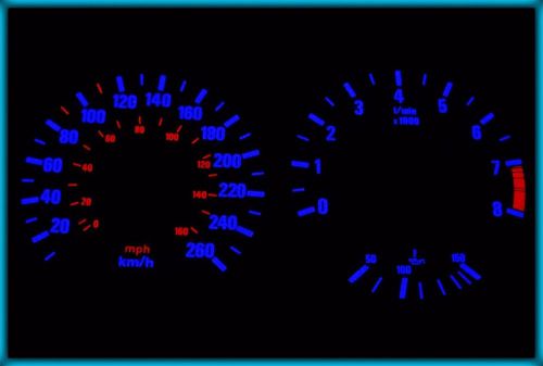 G022 bmw e30 non-m3 82-94 eu 260kmh wb el plasma glow gauges cluster dials
