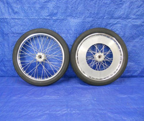 Vintage dragster 17&#034; front wire spoked wheels &amp; tires fed rail digger hemi