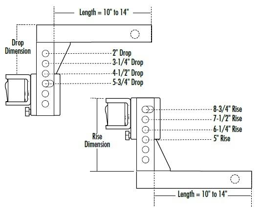 Camco 48133 eaz-lift shank adjustable extra hi low 14"
