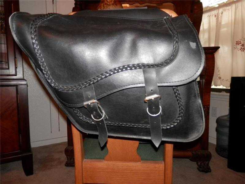 Willie and max black thunder braided compact slant saddlebags motorcycle luggage