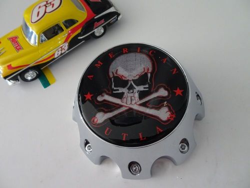 New american outlaw chrome/black custom wheel center cap # bc-790hs, 900119