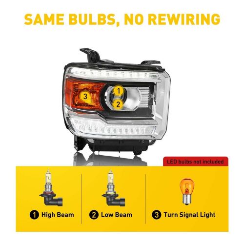 For GMC Sierra 1500 2500HD 3500HD Base SLE Denali SLT 2014-2018 Headlight + DRL, US $299.99, image 10