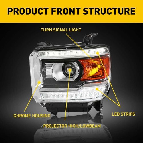 For GMC Sierra 1500 2500HD 3500HD Base SLE Denali SLT 2014-2018 Headlight + DRL, US $299.99, image 11