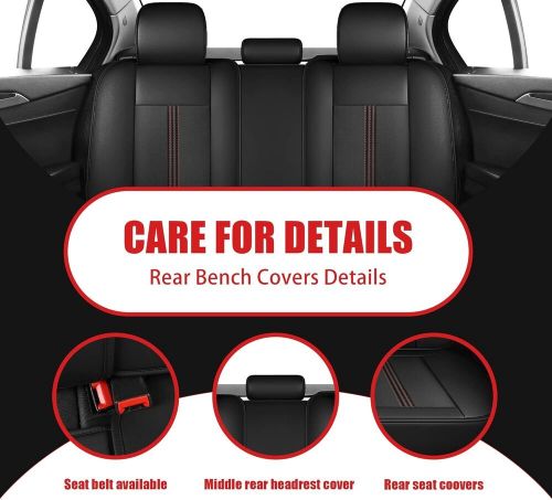 LINGVIDO Leather Car Seat Covers, Breathable 5 Sets Full Seat, Red_Line, US $180.99, image 4