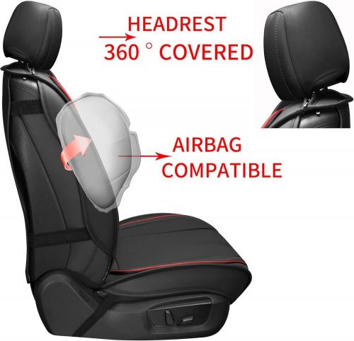 LINGVIDO Leather Car Seat Covers, Breathable 5 Sets Full Seat, Red_Line, US $180.99, image 7