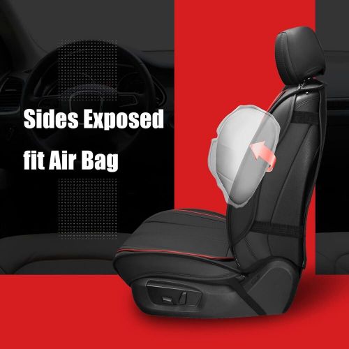 LINGVIDO Leather Car Seat Covers, Breathable 5 Sets Full Seat, Red_Line, US $180.99, image 8