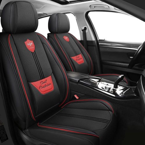 LINGVIDO Leather Car Seat Covers, Breathable 5 Sets Full Seat, Red_Line, US $180.99, image 9