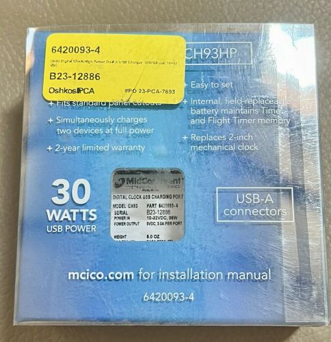 Mid-continent clock/dual type a panel mount usb charging port (new) 10-32v