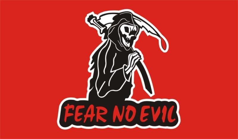 Fear no evil bikers flag 3x5' red banner bx