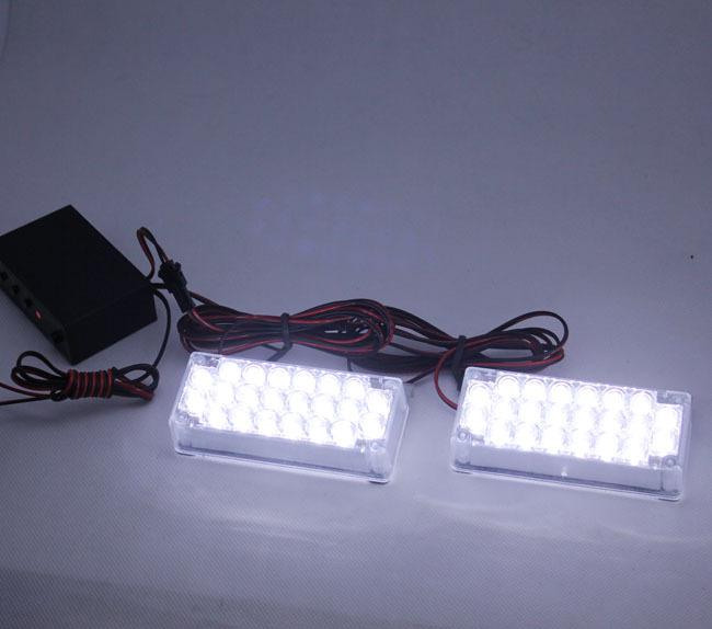 2 x 22 led white auto strobe flash lights grill decorated light 3 mode new
