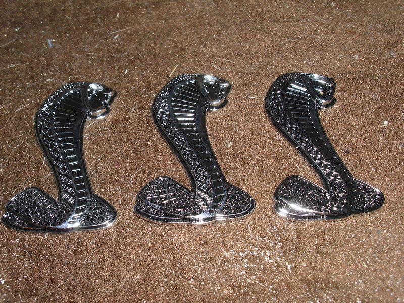 Ford mustang shelby cobra torino cobra metal cobra snake emblems 3pc set 4 inch