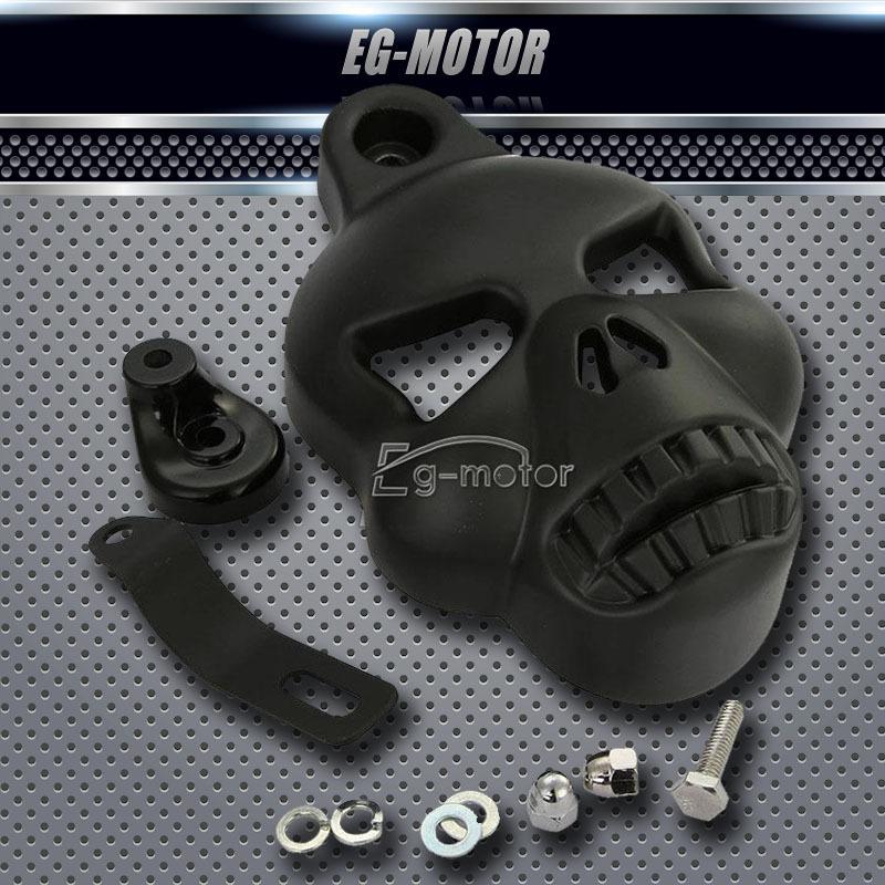 Black skull horn cover for harley hd softail dyna glide big twin electra 92-2012
