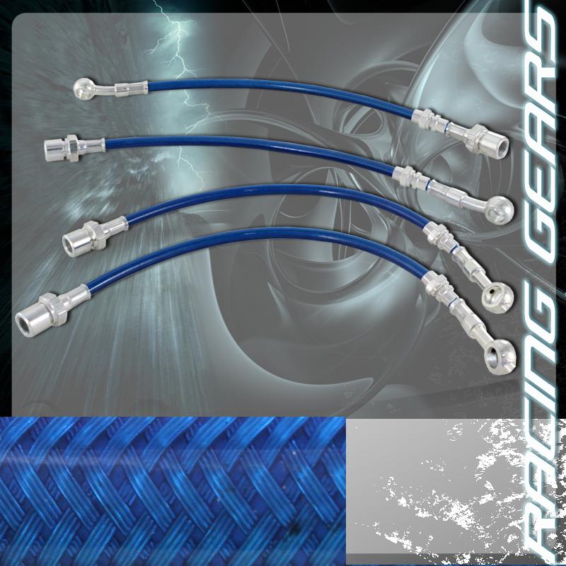 1985-1989 toyota mr2 w10 aw11 blue front rear stainless steel hose brake line
