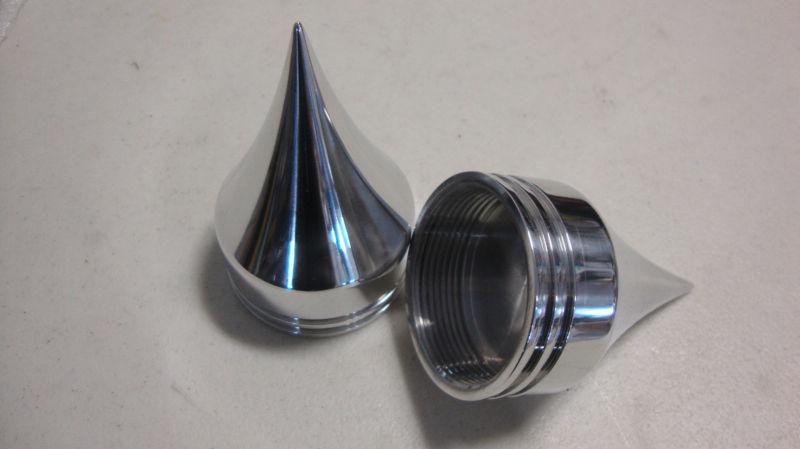Pair of big dog tribal oil cooler/ stash tube caps polished billet k-9 custom