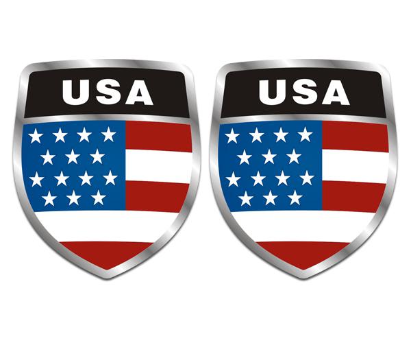 American flag shield decal set 4"x3.4" usa old glory vinyl car sticker zu1