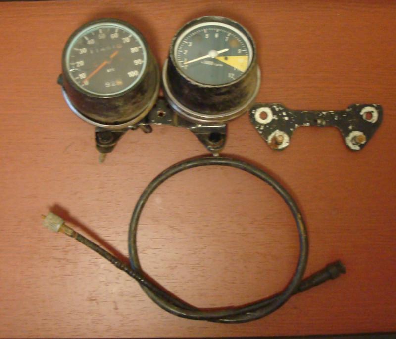 Vintage honda cb360 speedometer and tachometer with cable and mount