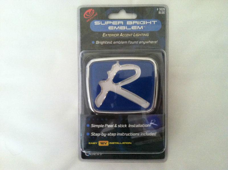 Universal blue racing illuminating glow light 12v 3-d emblem logo decal badge