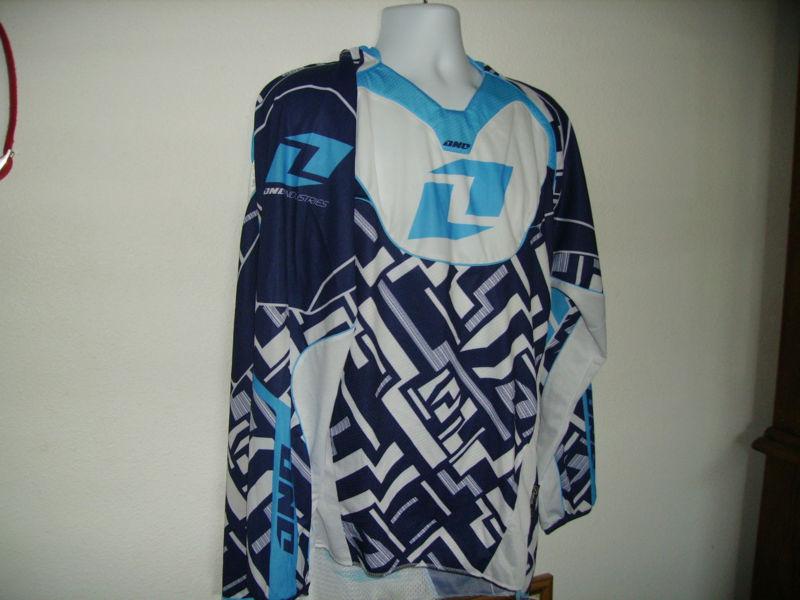 Nwot one industries defcon mens riding gear pants & top size 38 xl blue white
