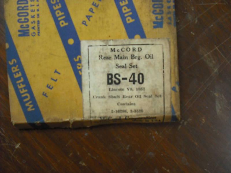 1952 lincoln v-8  n.o.s.rear main bearing seal