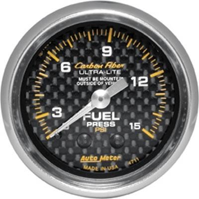 Auto meter 4711 fuel pressure 0-15 psi carbon fiber ultra-lite analog gauges -