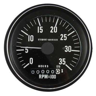 Stewart warner heavy duty series tachometer diesel 0-3,500 3 3/8" dia in-dash