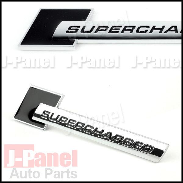 1x supercharged black chrome emblem badge trunk rear boot back side logo racing