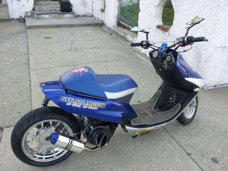 Buy SCOOTER 125CC 150CC GY6 RACING HIGH PERFORMANCE SHORT EXHAUST BLUE in PR, PR, for US 89.95