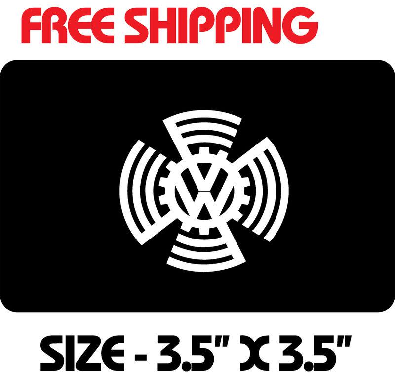 2- spinner vw vinyl decal sticker 3.5" x 3.5" white bug bus beatle retro ghia