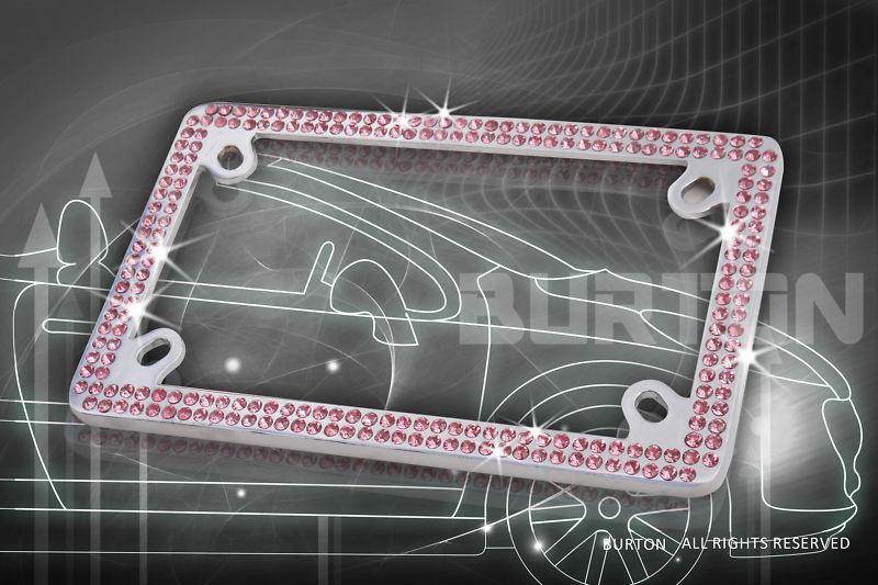 Buy Bling 2 Row Motorcycle PINK Real Crystal Embedded Chrome License