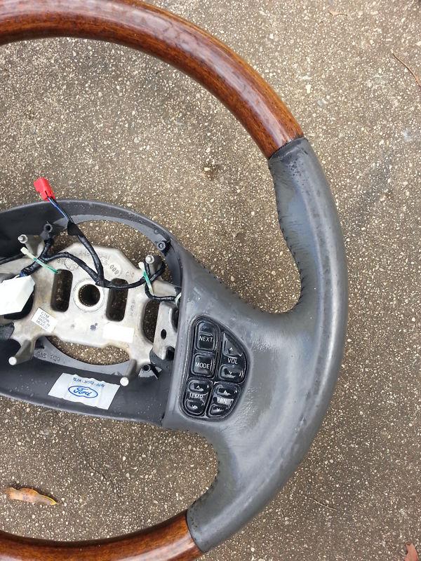USED 98 99 00 01 02 Lincoln Navigator Grey Leather & Wood Grain Steering Wheel, US $125.00, image 2