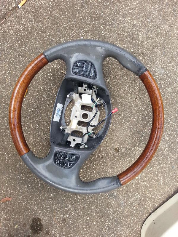 USED 98 99 00 01 02 Lincoln Navigator Grey Leather & Wood Grain Steering Wheel, US $125.00, image 3