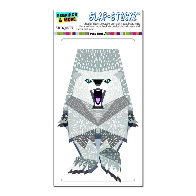 Roaring bear geometric white - slap-stickz™ car window locker bumper sticker