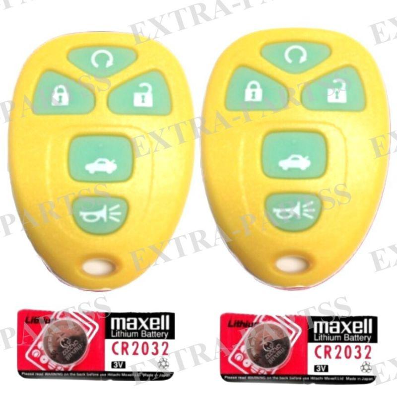 2 new yellow glow gm remote start keyless entry fob clickers + 2 spare batteries