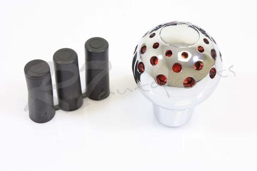 Universal round shaped ergonomic chrome/red dot metal manual stick shift knob