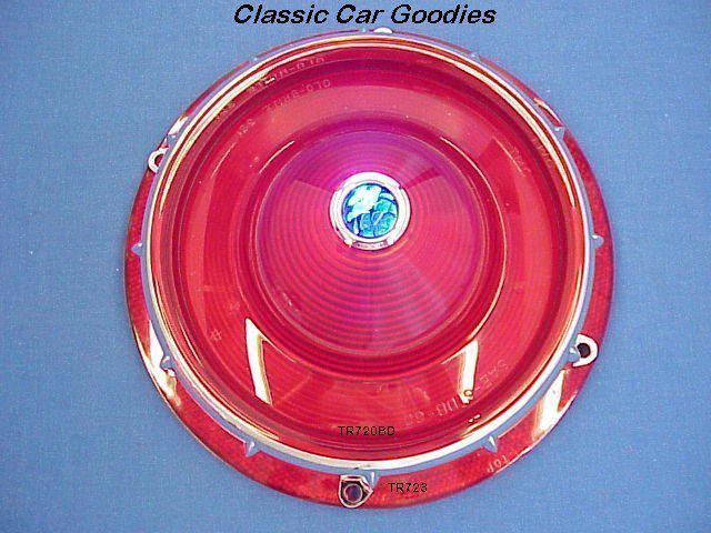 1957 ford tail light lenses blue dot (2) t-bird w/bezel