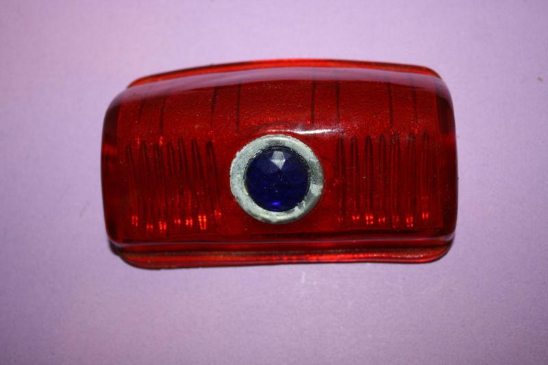 Vtg car plymouth/olds? 1940s jeweled blue dot glass tail light lamp lens-nos-new