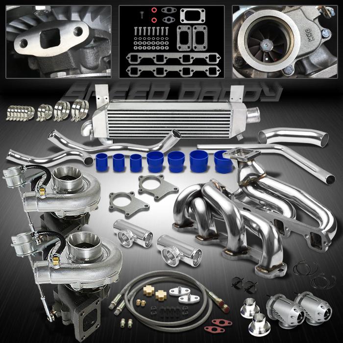 T04e 13pc t3 twin turbo kit+manifold+intercooler kit 87-93 ford mustang 5.0l v8