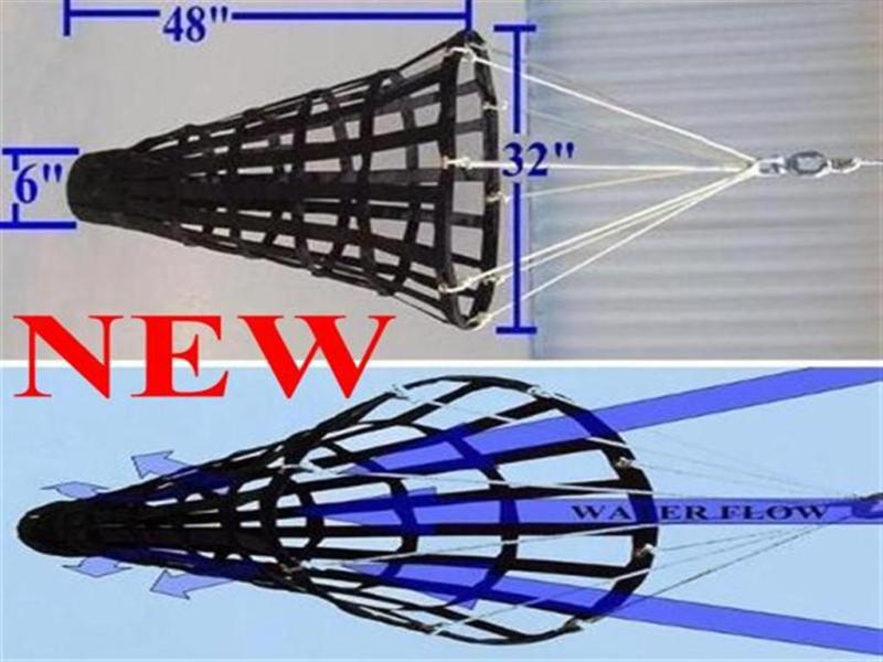 Storm drogue w/ lines, swivel, & storage bag ~ all new!
