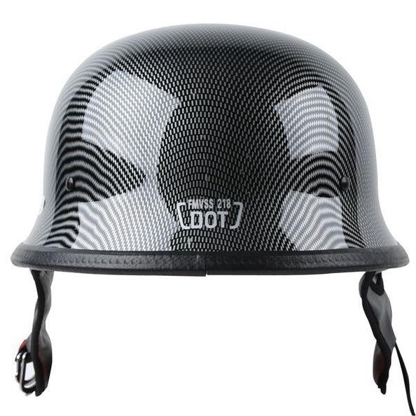 Dot german carbon fiber wwii style motorcycle cruiser half helmet biker xl new