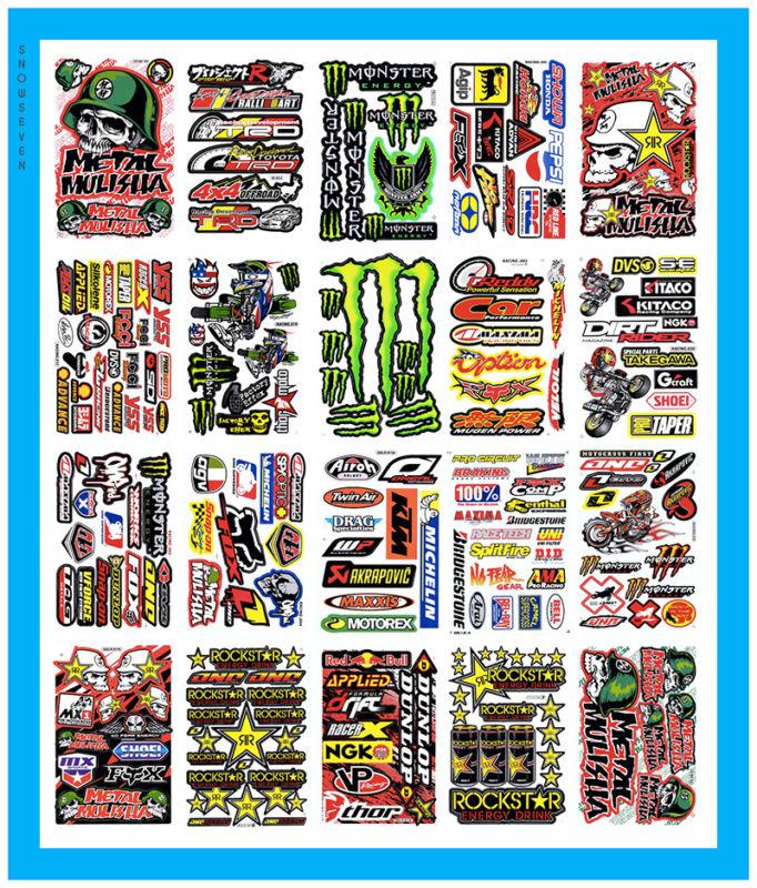 Motocross rockstar mulisha  atv moto racing helmet sticker (20 sheets)