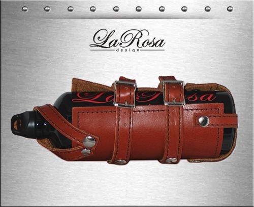 La rosa shedron leather harley frame bottle strap on holder + 30oz fuel bottle