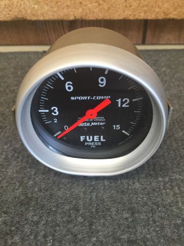 Auto meter sport-comp 2 5/8&#034; mechanical 15lb fuel pressure gauge