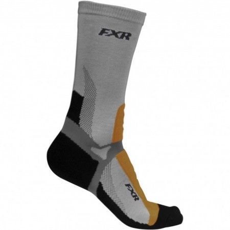 Fxr men&#039;s team socks- 2 pair pack - gray / orange - new - one size