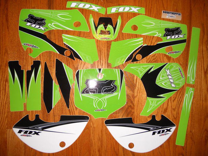 Nstyle team fox blitz kx 65 kawasaki graphics kit kx65 (00-13) klx110 (02-09)