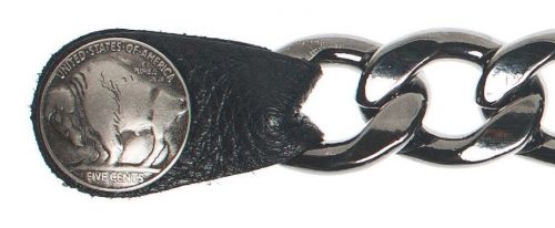 Premium buffalo nickel vest extender on black chrome/gunmetal chain made in u.s.