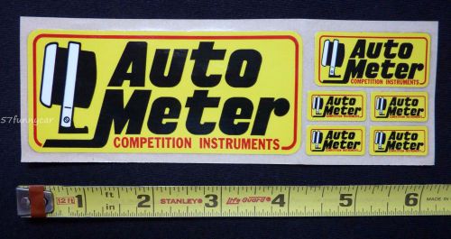 Original 70&#039;s vintage auto meter decal sticker~sheet of 6~nhra racing hot rod